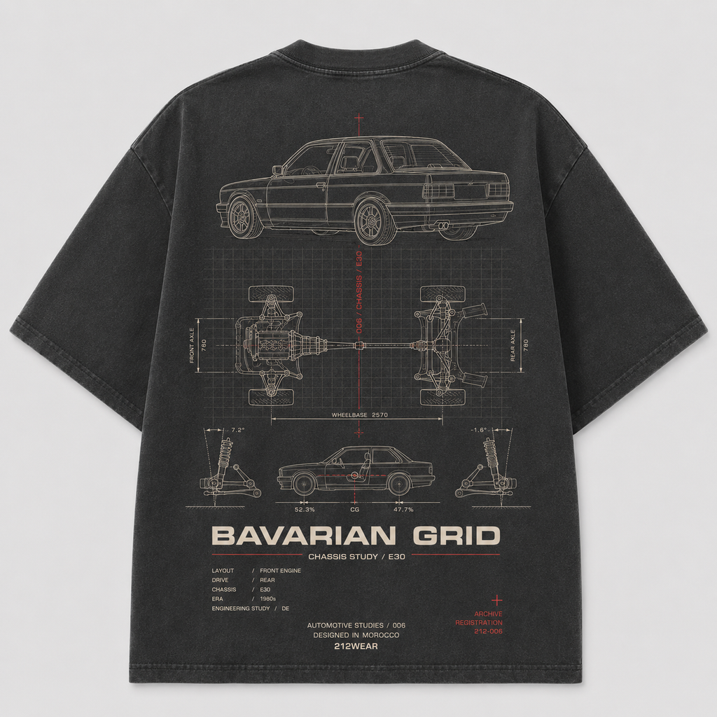 212WEAR Motorsport 006 – BMW E30 Premium Oversized T-Shirt