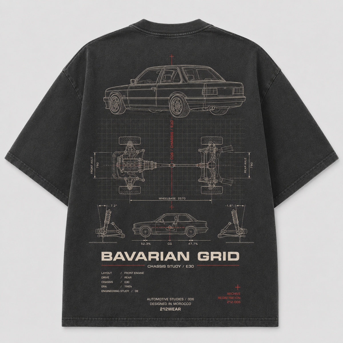 212WEAR Motorsport 006 – BMW E30 Premium Oversized T-Shirt