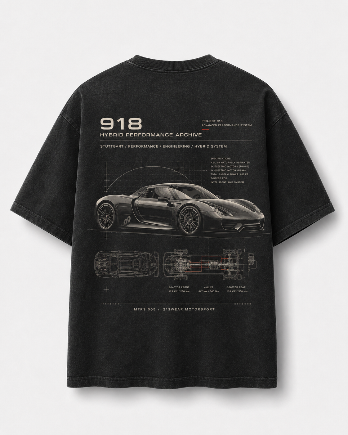 212WEAR Motorsport 005 – Porsche 918 Premium Oversized T-Shirt