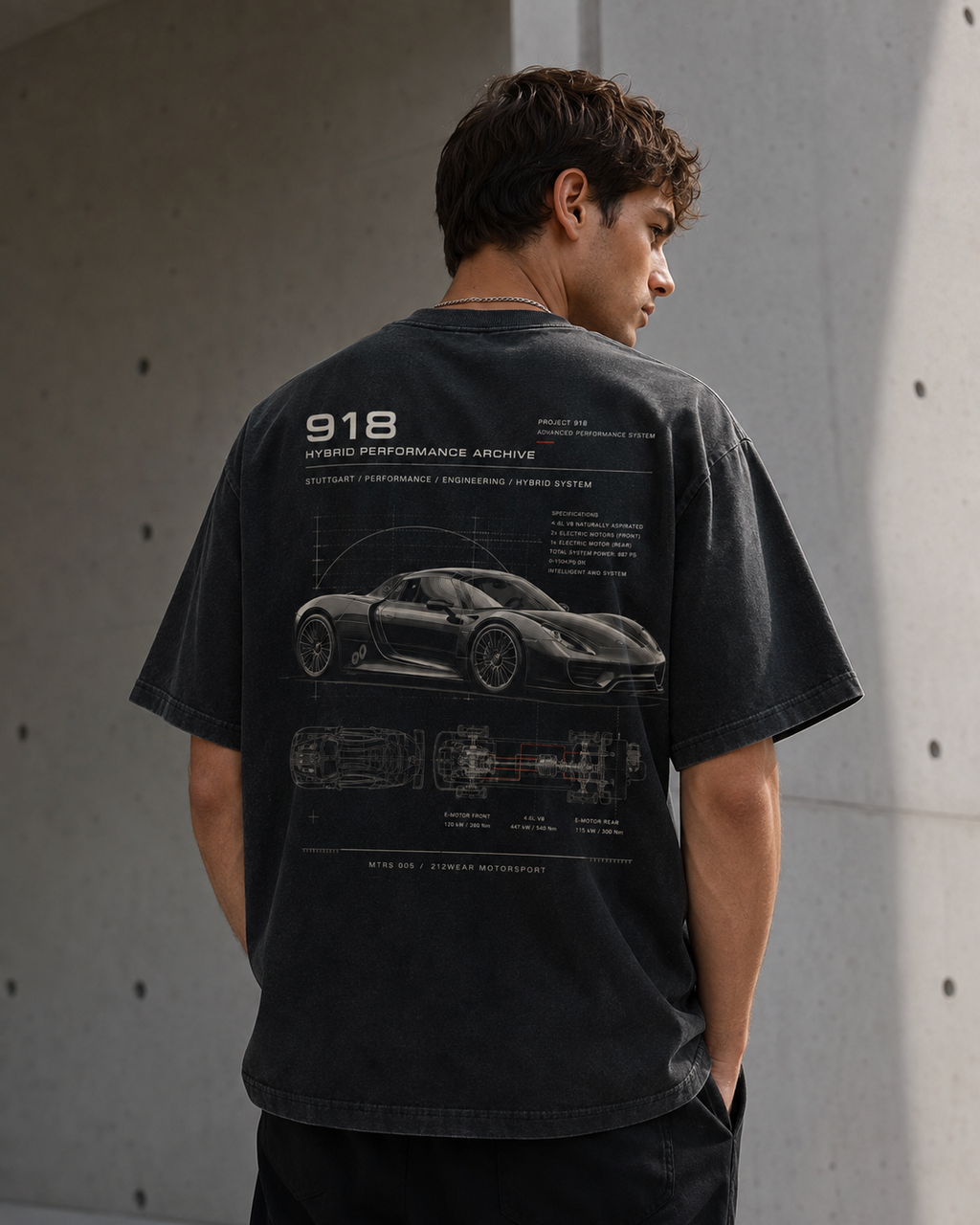 212WEAR Motorsport 005 – Porsche 918 Premium Oversized T-Shirt