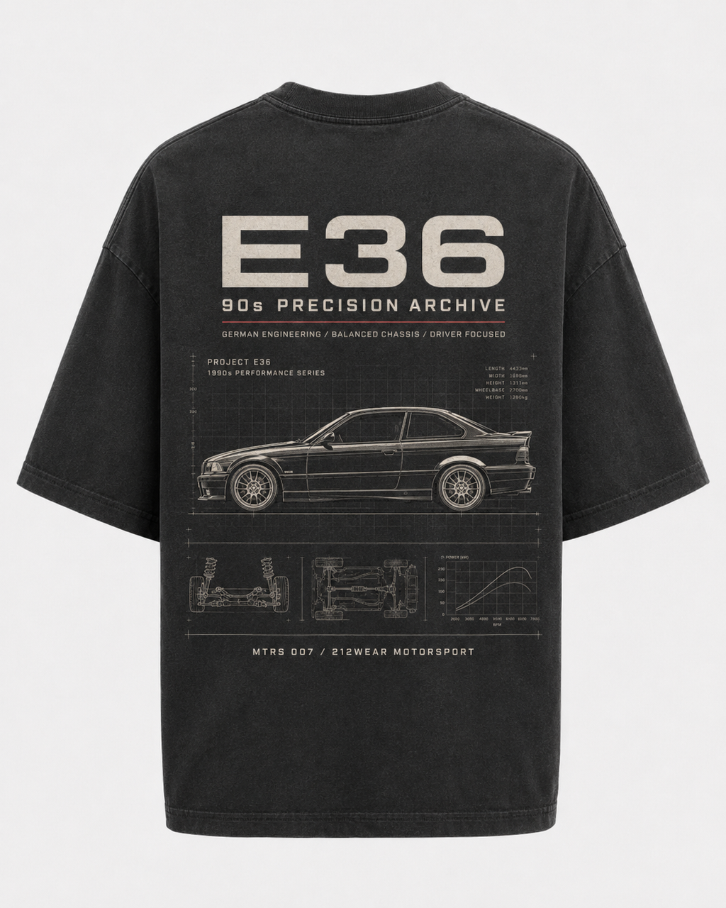212WEAR Motorsport 007 – BMW E36 Premium Oversized T-Shirt