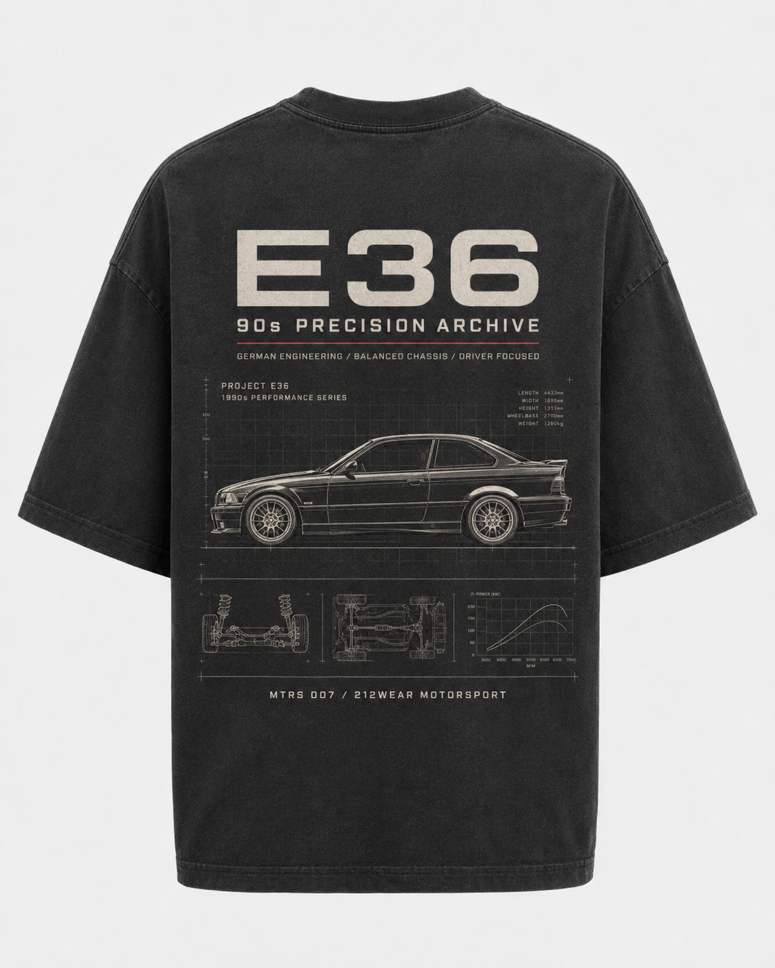 212WEAR Motorsport 007 – BMW E36 Premium Oversized T-Shirt