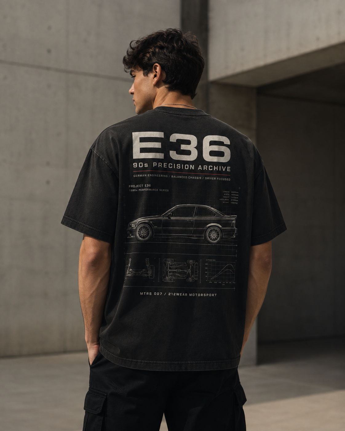 212WEAR Motorsport 007 – BMW E36 Premium Oversized T-Shirt