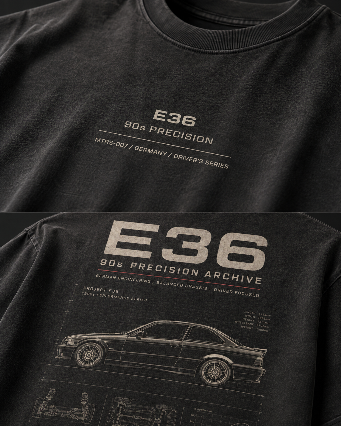 212WEAR Motorsport 007 – BMW E36 Premium Oversized T-Shirt