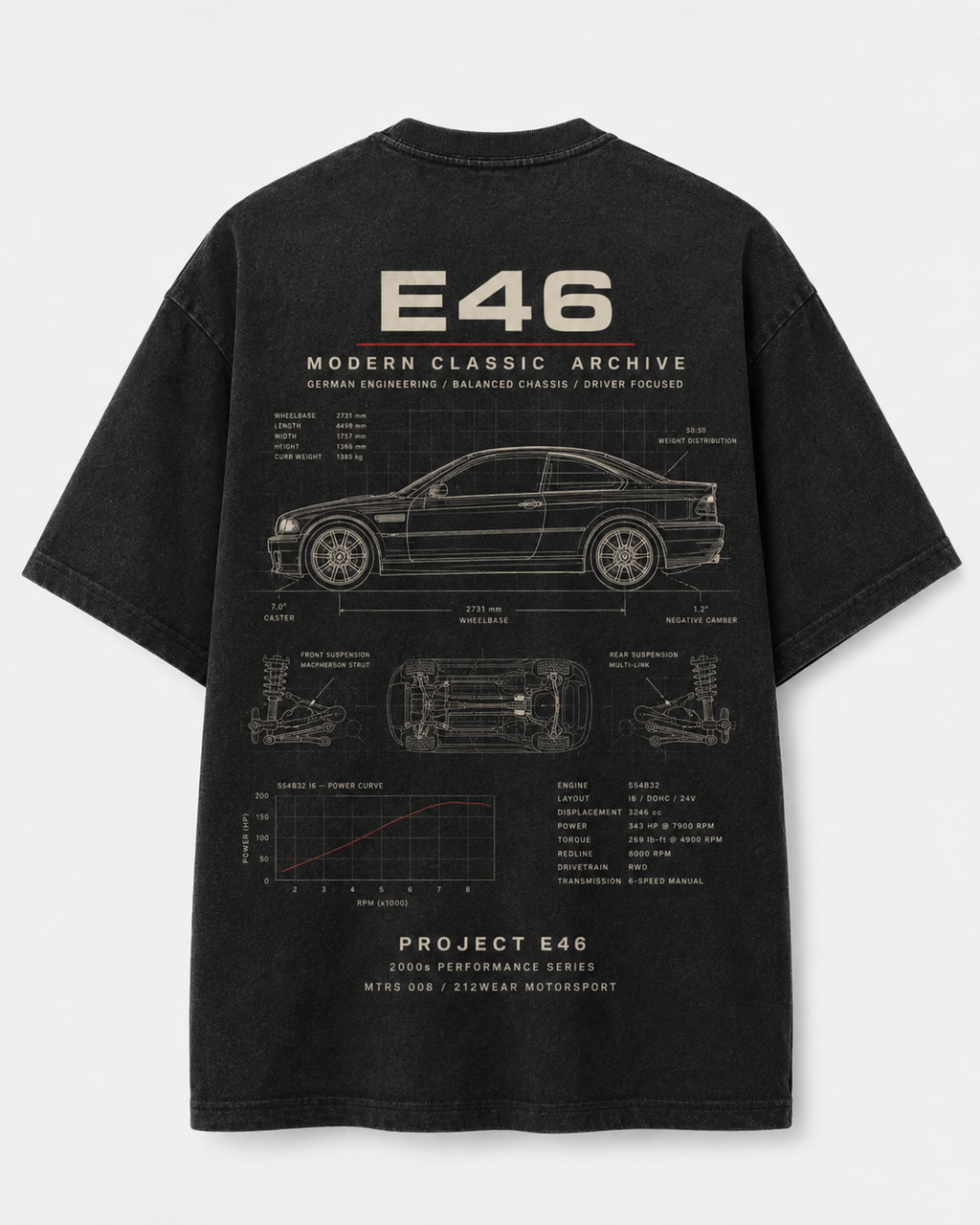 212WEAR Motorsport 008 – BMW E46 Premium Oversized T-Shirt