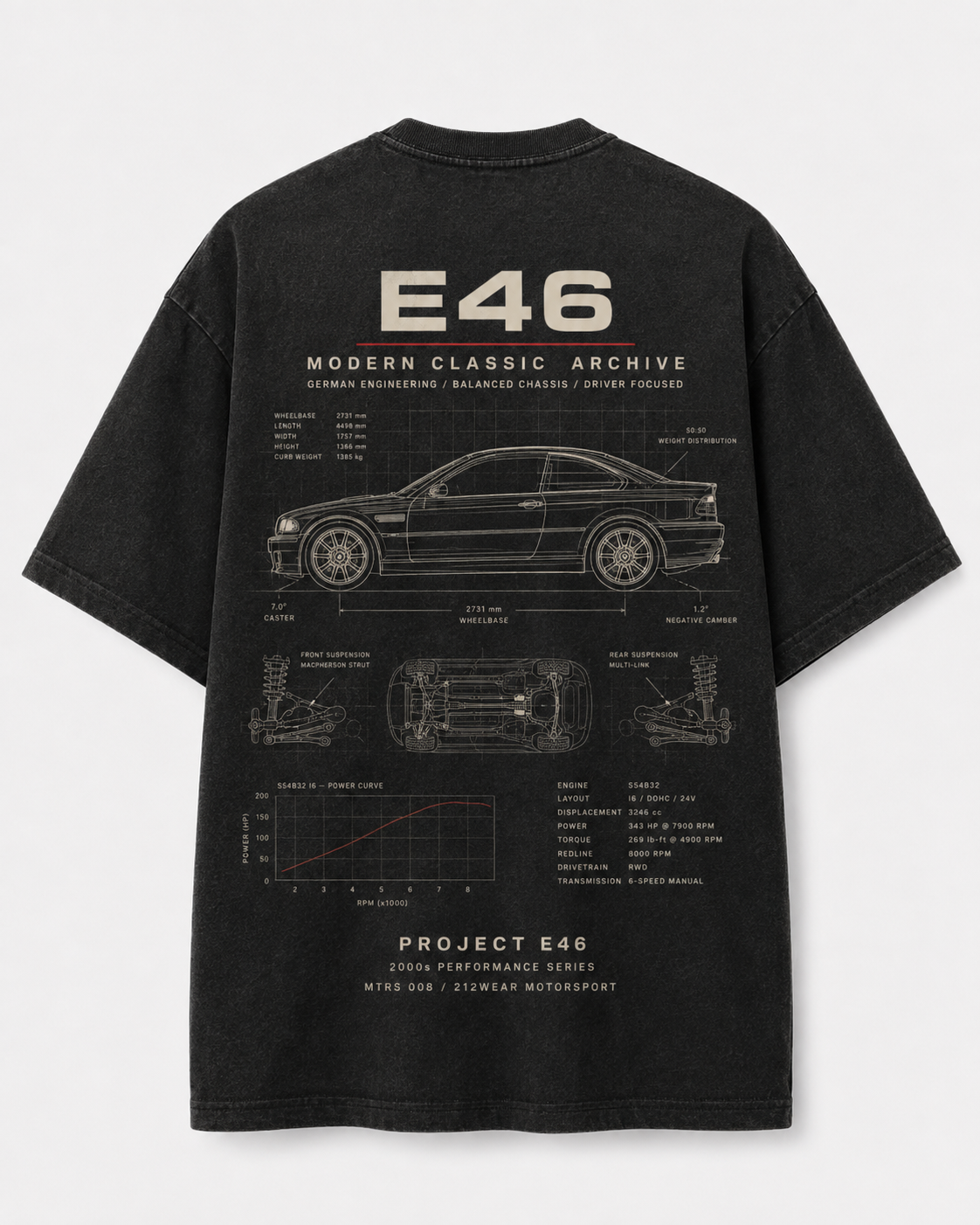 212WEAR Motorsport 008 – BMW E46 Premium Oversized T-Shirt
