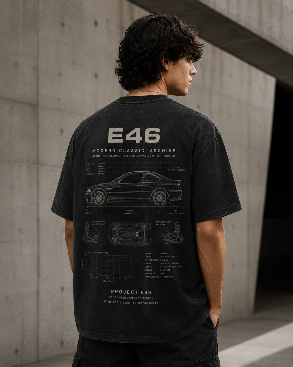 212WEAR Motorsport 008 – BMW E46 Premium Oversized T-Shirt