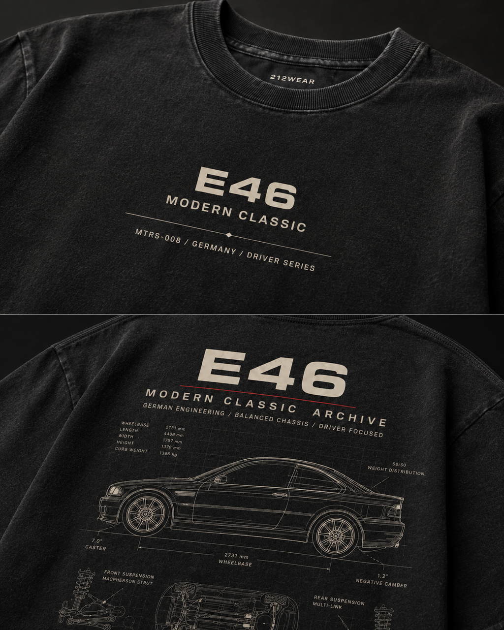 212WEAR Motorsport 008 – BMW E46 Premium Oversized T-Shirt