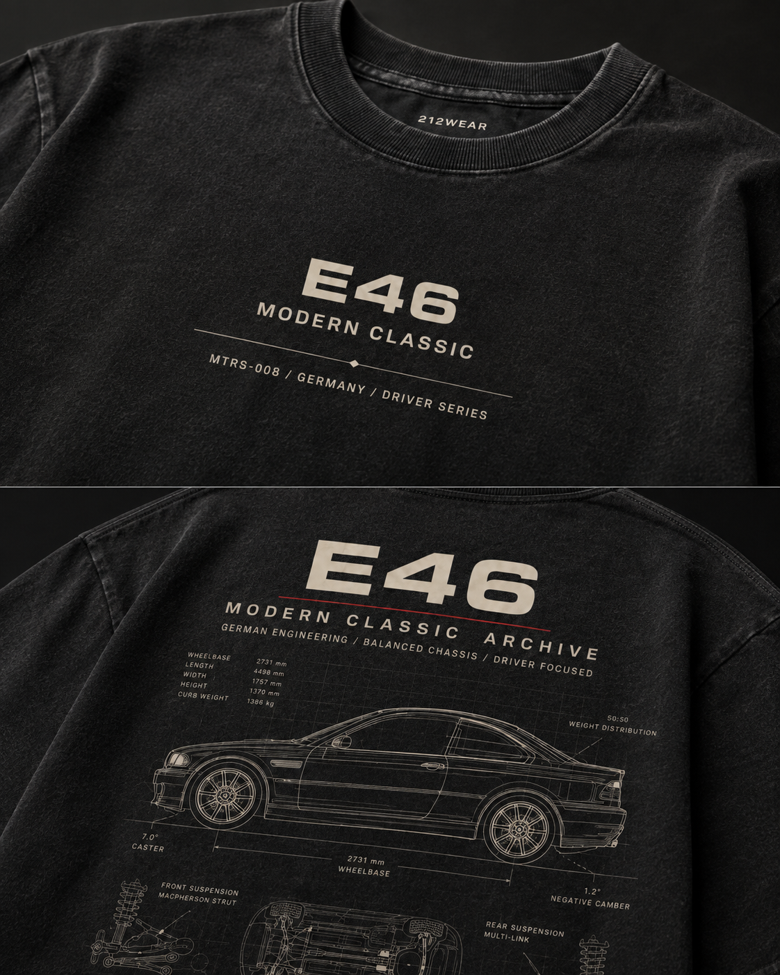 212WEAR Motorsport 008 – BMW E46 Premium Oversized T-Shirt