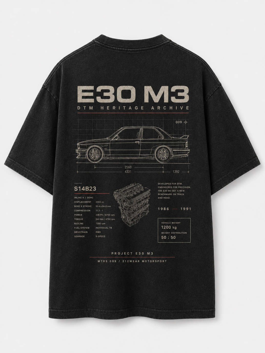 212WEAR Motorsport 009 – BMW E30 M3 Premium Oversized T-Shirt