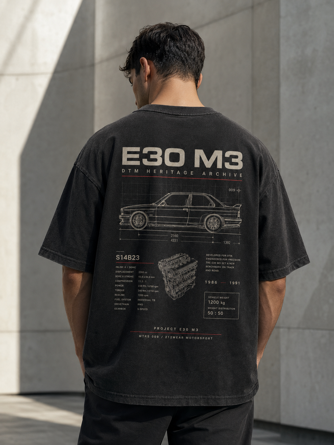 212WEAR Motorsport 009 – BMW E30 M3 Premium Oversized T-Shirt