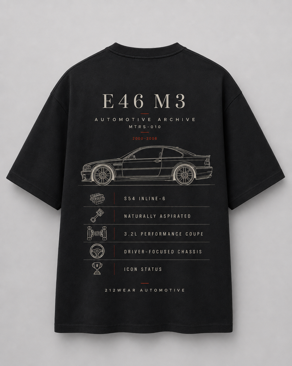 212WEAR Automotive BMW E46 M3 Premium Oversized T-Shirt
