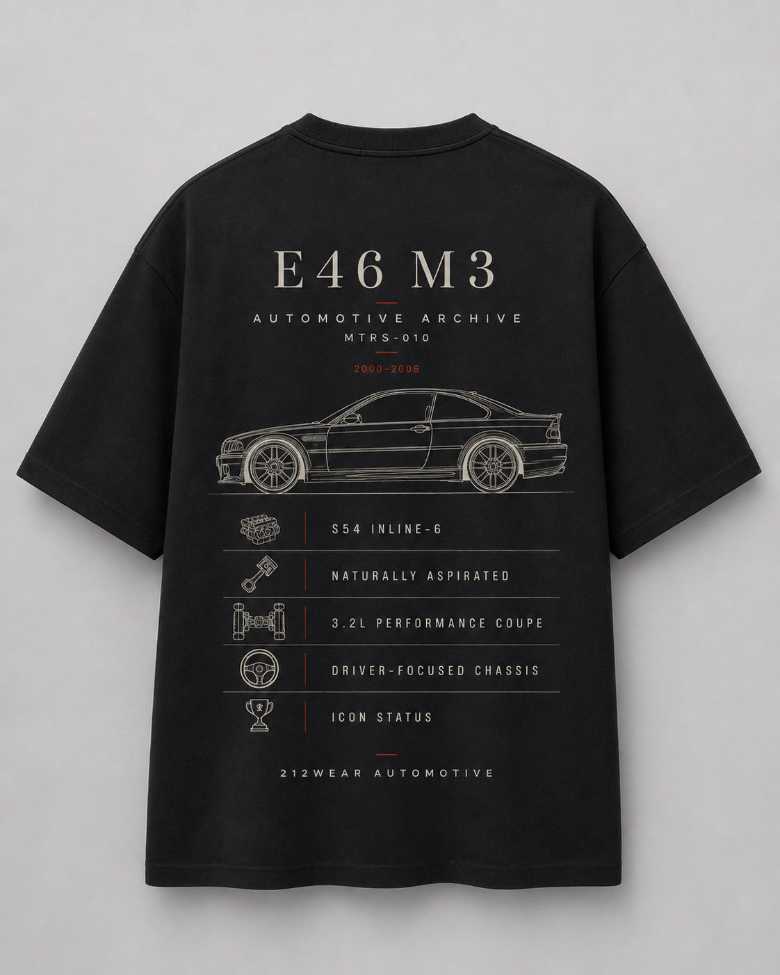 212WEAR Automotive BMW E46 M3 Premium Oversized T-Shirt