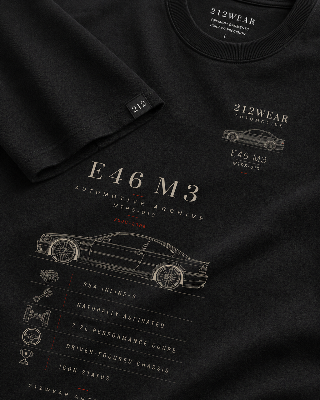 212WEAR Automotive BMW E46 M3 Premium Oversized T-Shirt