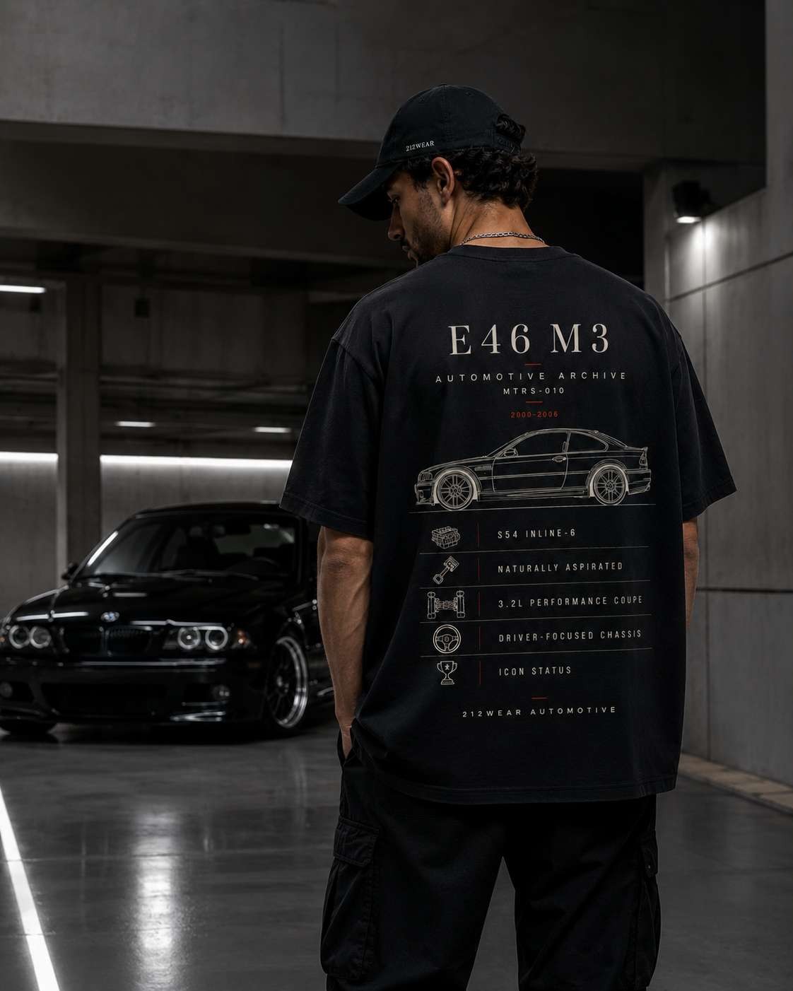 212WEAR Automotive BMW E46 M3 Premium Oversized T-Shirt