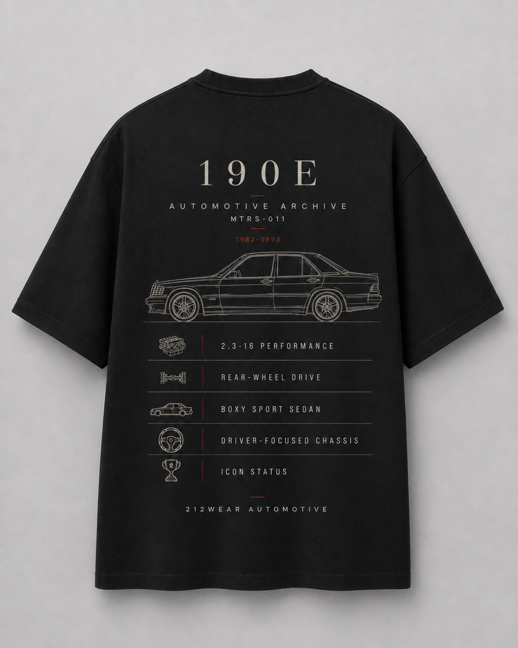 212WEAR Automotive Mercedes 190E Premium Oversized T-Shirt