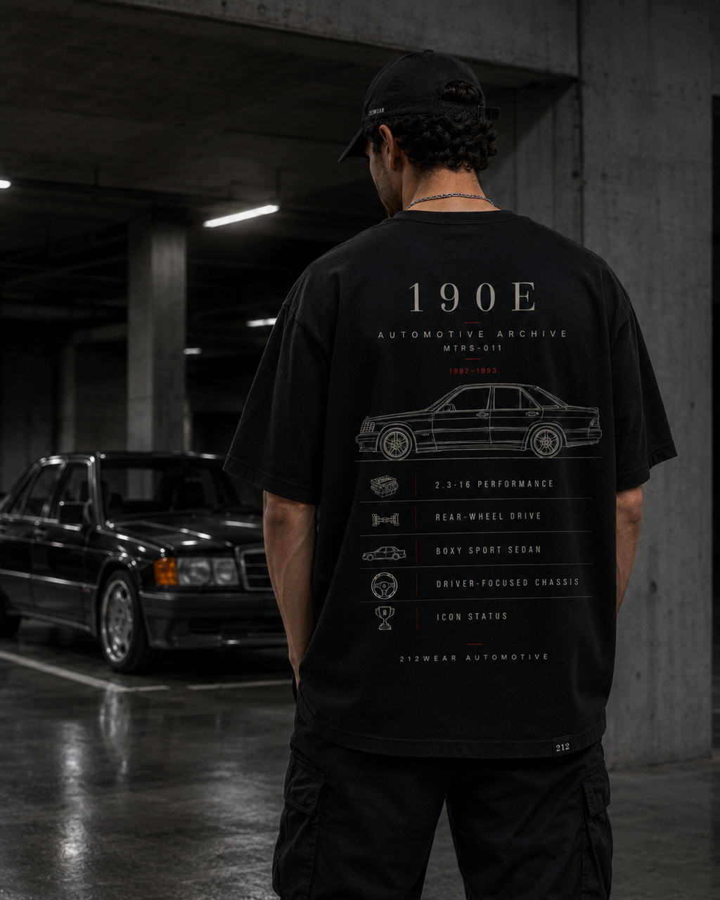 212WEAR Automotive Mercedes 190E Premium Oversized T-Shirt