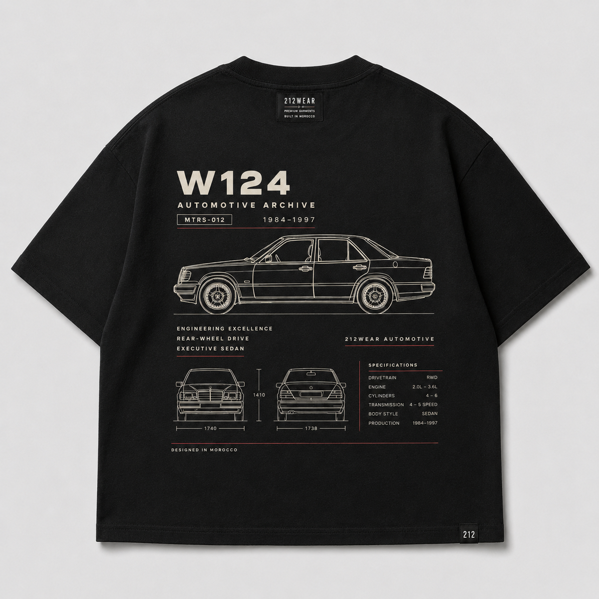 212WEAR Automotive Mercedes W124 Premium Oversized T-Shirt
