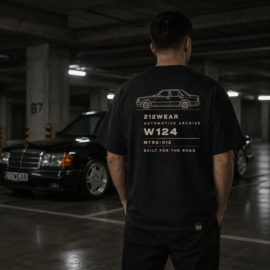 212WEAR Automotive Mercedes W124 Premium Oversized T-Shirt