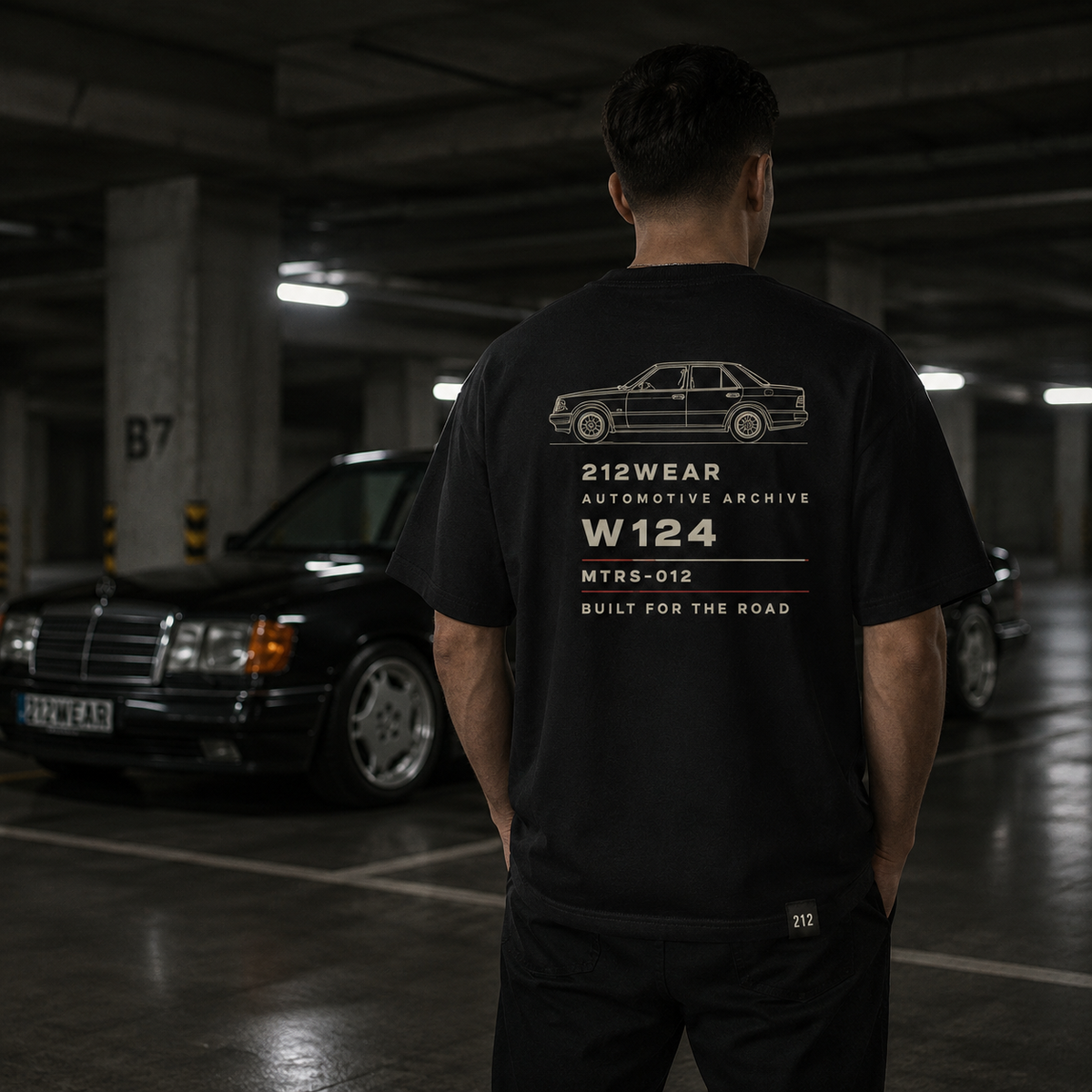 212WEAR Automotive Mercedes W124 Premium Oversized T-Shirt