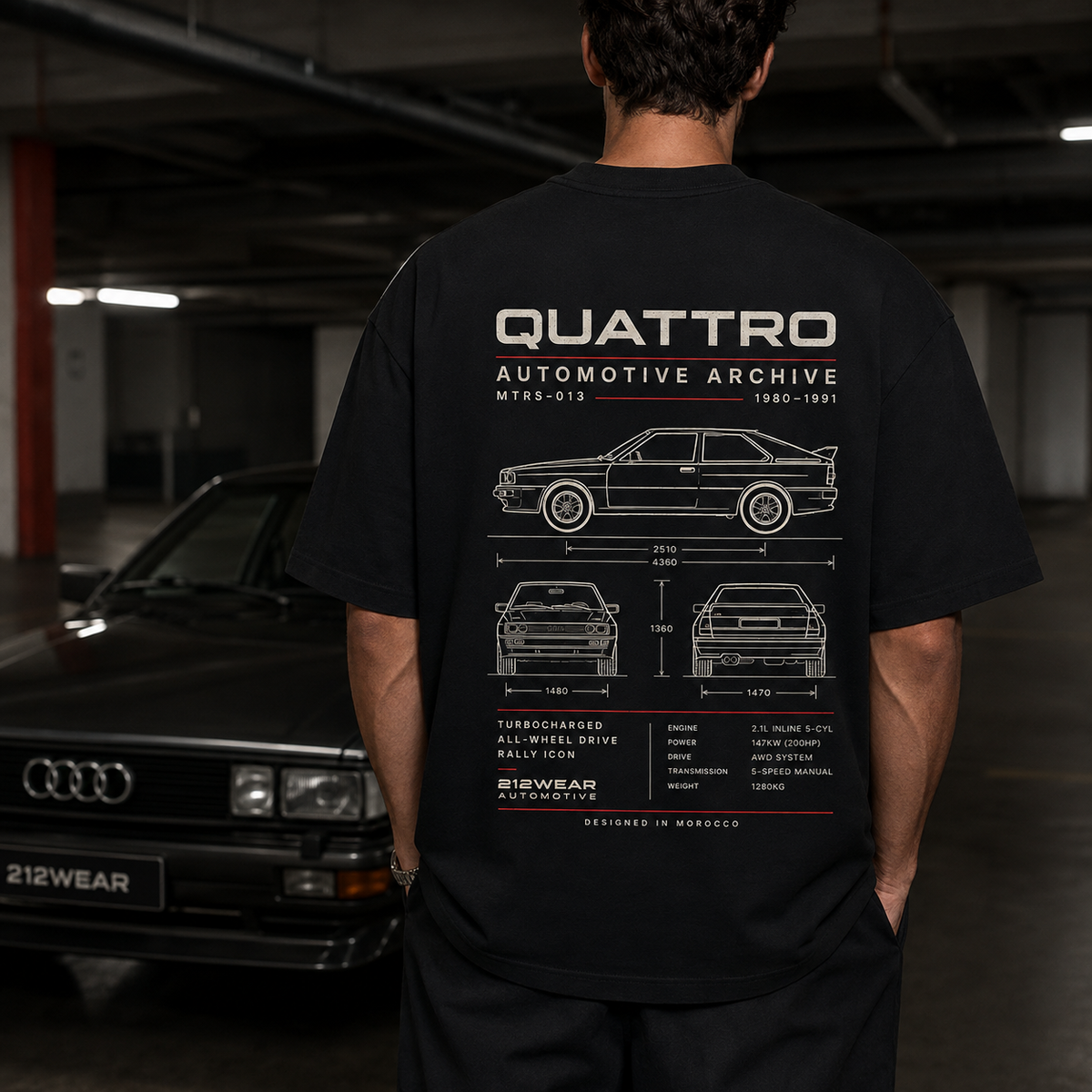212WEAR Automotive Audi Quattro Premium Oversized T-Shirt