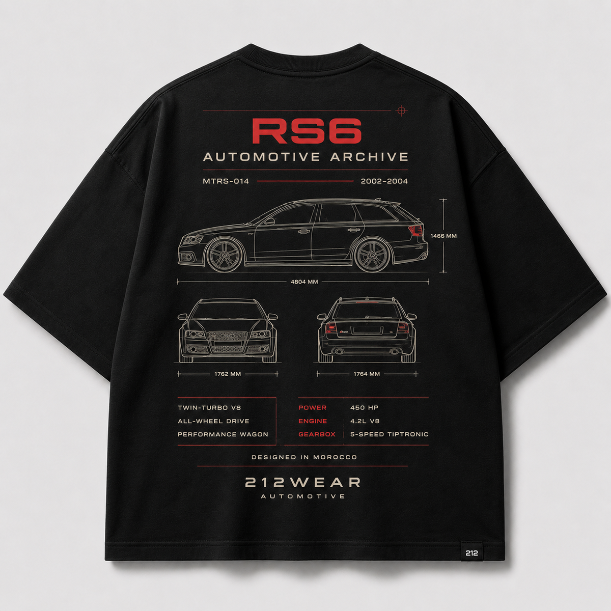 212WEAR Automotive Audi RS6 Premium Oversized T-Shirt