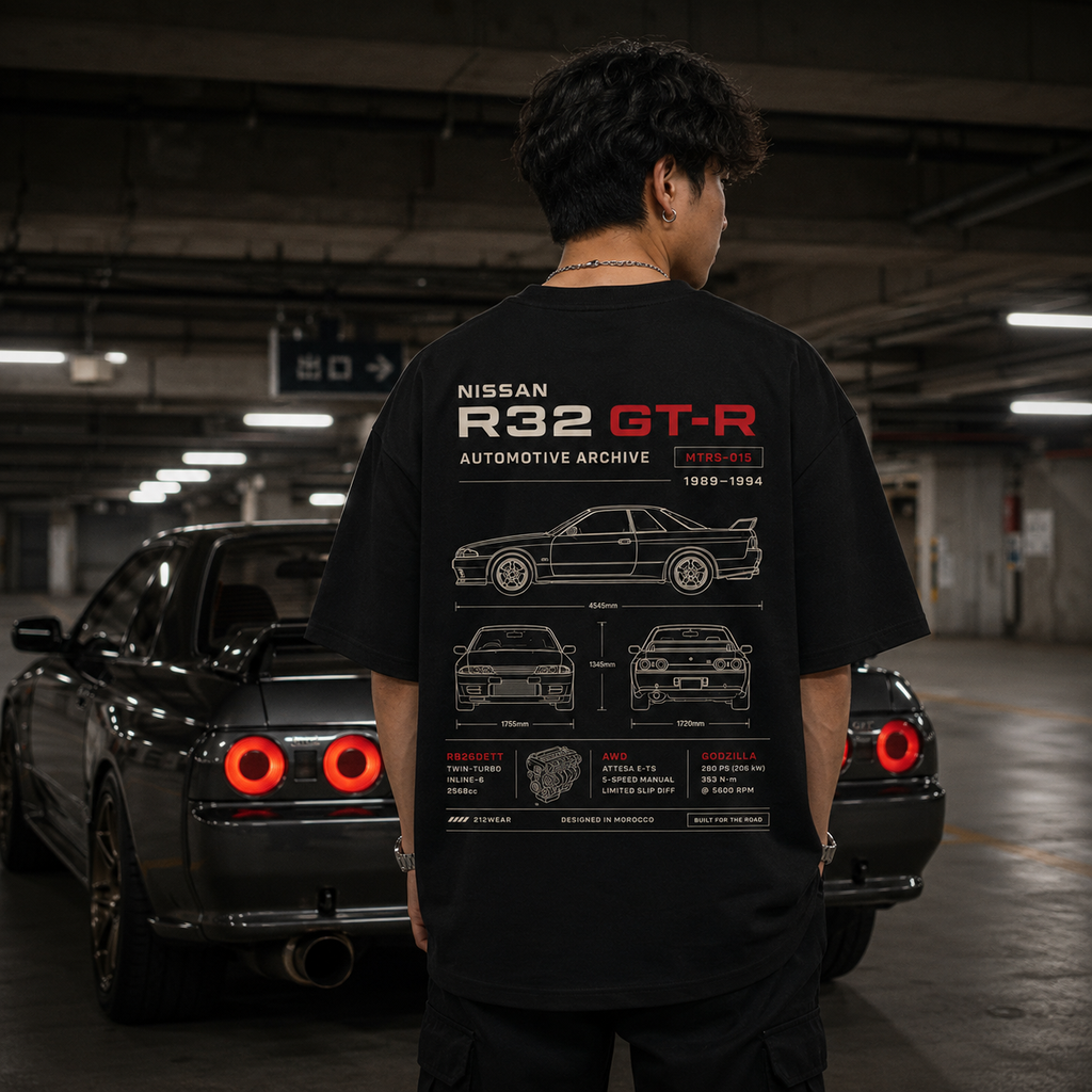 212WEAR Automotive Nissan R32 GT-R Premium Oversized T-Shirt