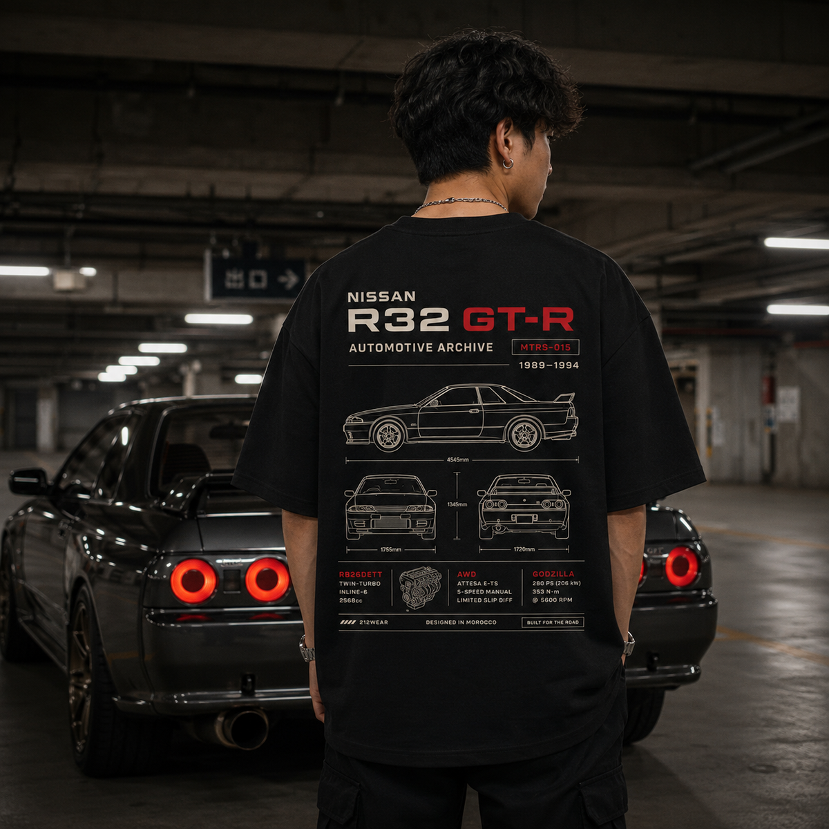 212WEAR Automotive Nissan R32 GT-R Premium Oversized T-Shirt