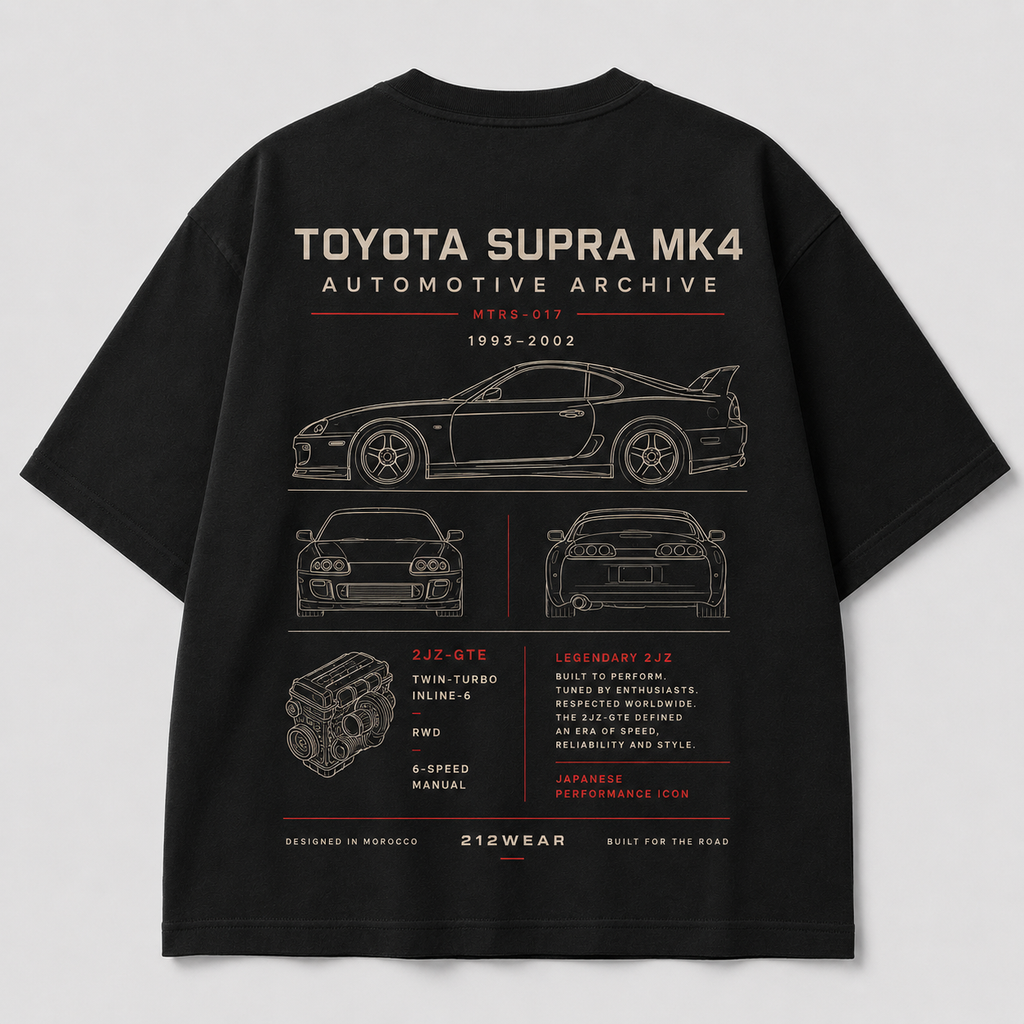 212WEAR Automotive Toyota Supra MK4 Premium Oversized T-Shirt