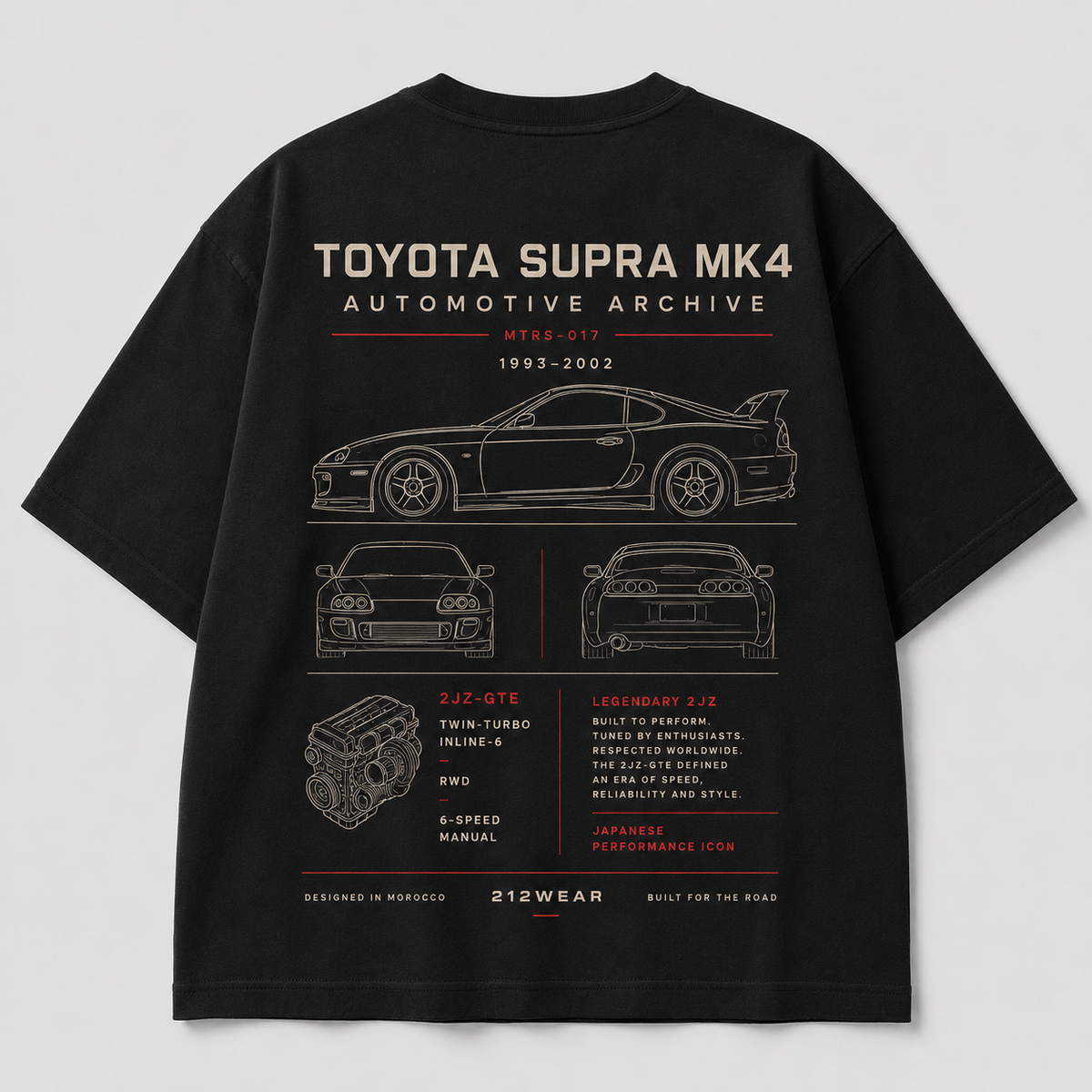 212WEAR Automotive Toyota Supra MK4 Premium Oversized T-Shirt