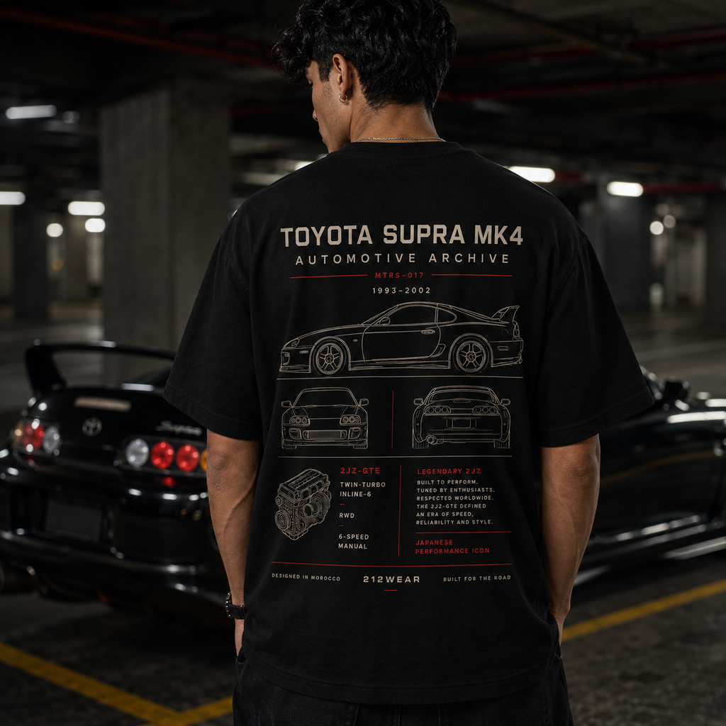 212WEAR Automotive Toyota Supra MK4 Premium Oversized T-Shirt