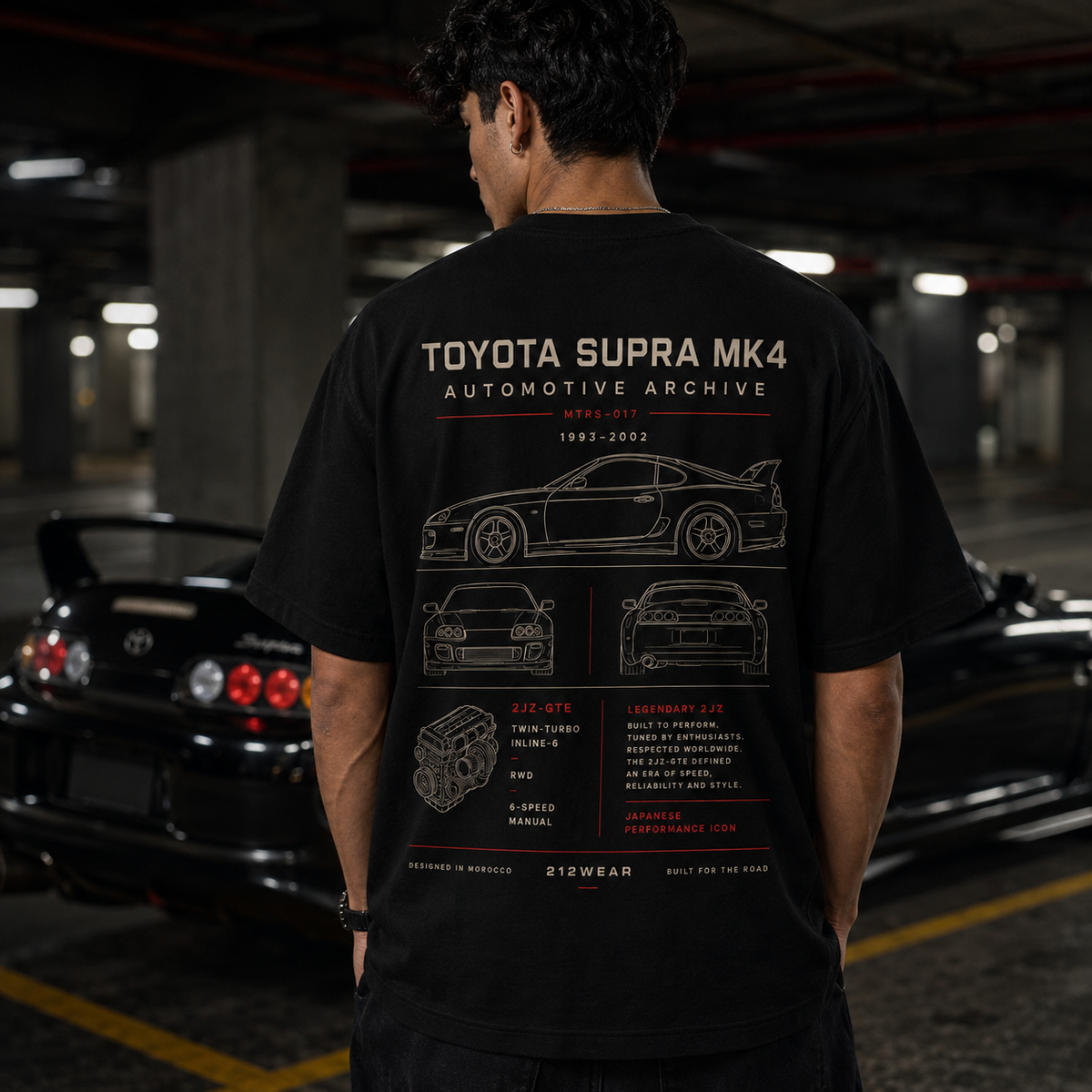 212WEAR Automotive Toyota Supra MK4 Premium Oversized T-Shirt