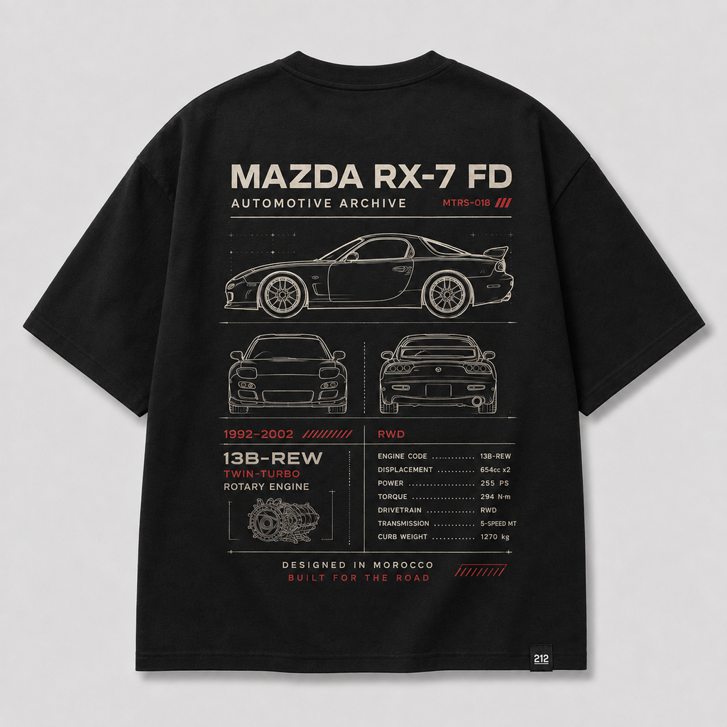 212WEAR Automotive Mazda RX-7 FD Premium Oversized T-Shirt