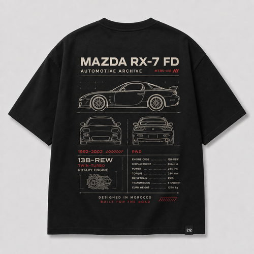 212WEAR Automotive Mazda RX-7 FD Premium Oversized T-Shirt