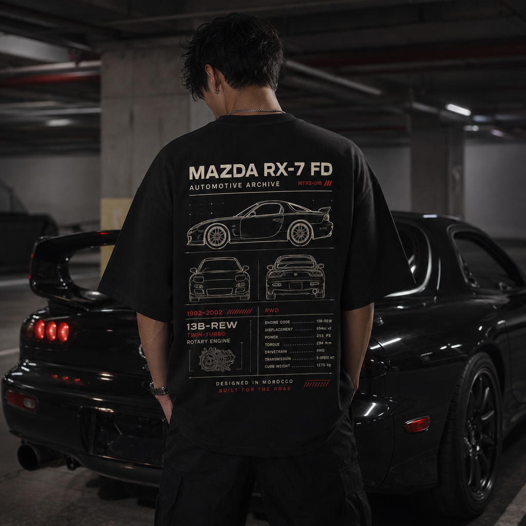 212WEAR Automotive Mazda RX-7 FD Premium Oversized T-Shirt