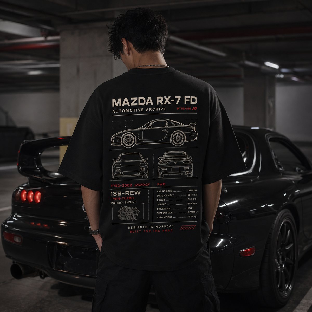 212WEAR Automotive Mazda RX-7 FD Premium Oversized T-Shirt