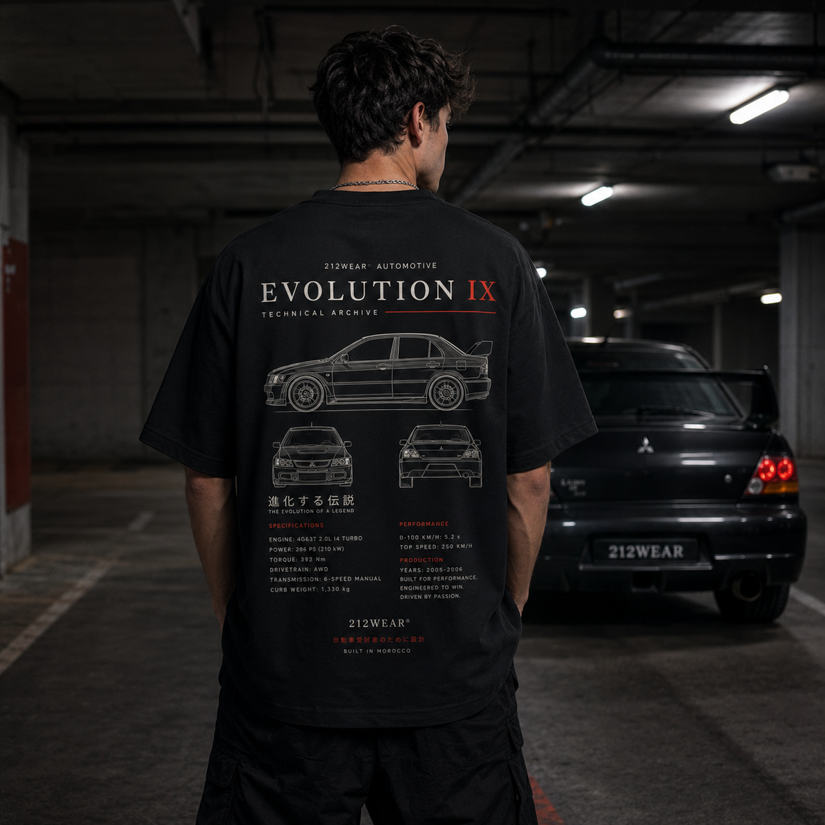 212WEAR Automotive Mitsubishi Evo Premium Oversized T-Shirt