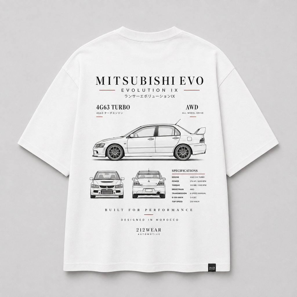 212WEAR Automotive Mitsubishi Evo Premium Oversized T-Shirt