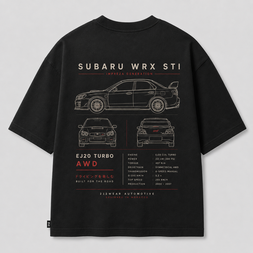 212WEAR Automotive Subaru WRX STI Premium Oversized T-Shirt