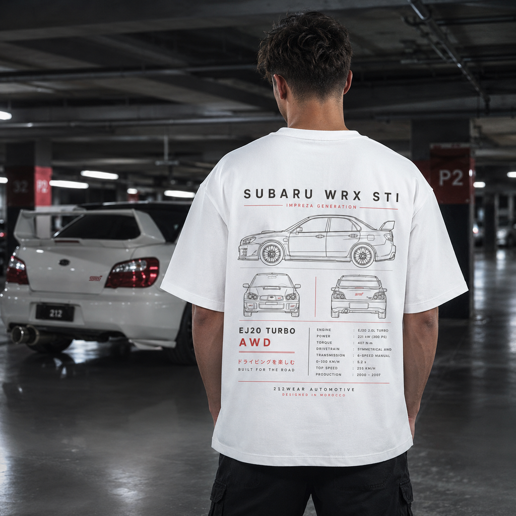 212WEAR Automotive Subaru WRX STI Premium Oversized T-Shirt