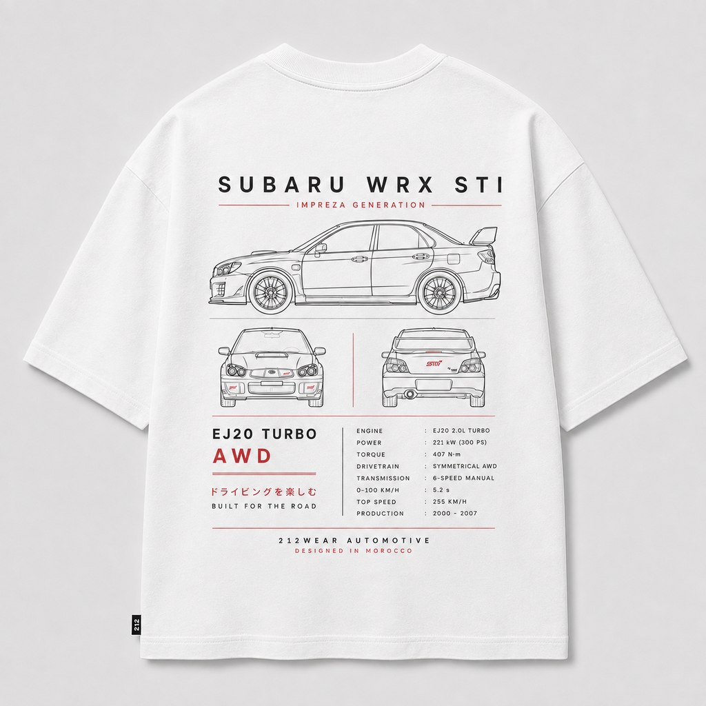 212WEAR Automotive Subaru WRX STI Premium Oversized T-Shirt