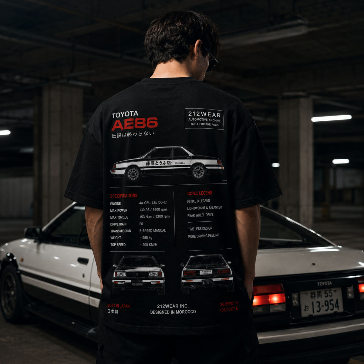 212WEAR Automotive Toyota AE86 Premium Oversized T-Shirt