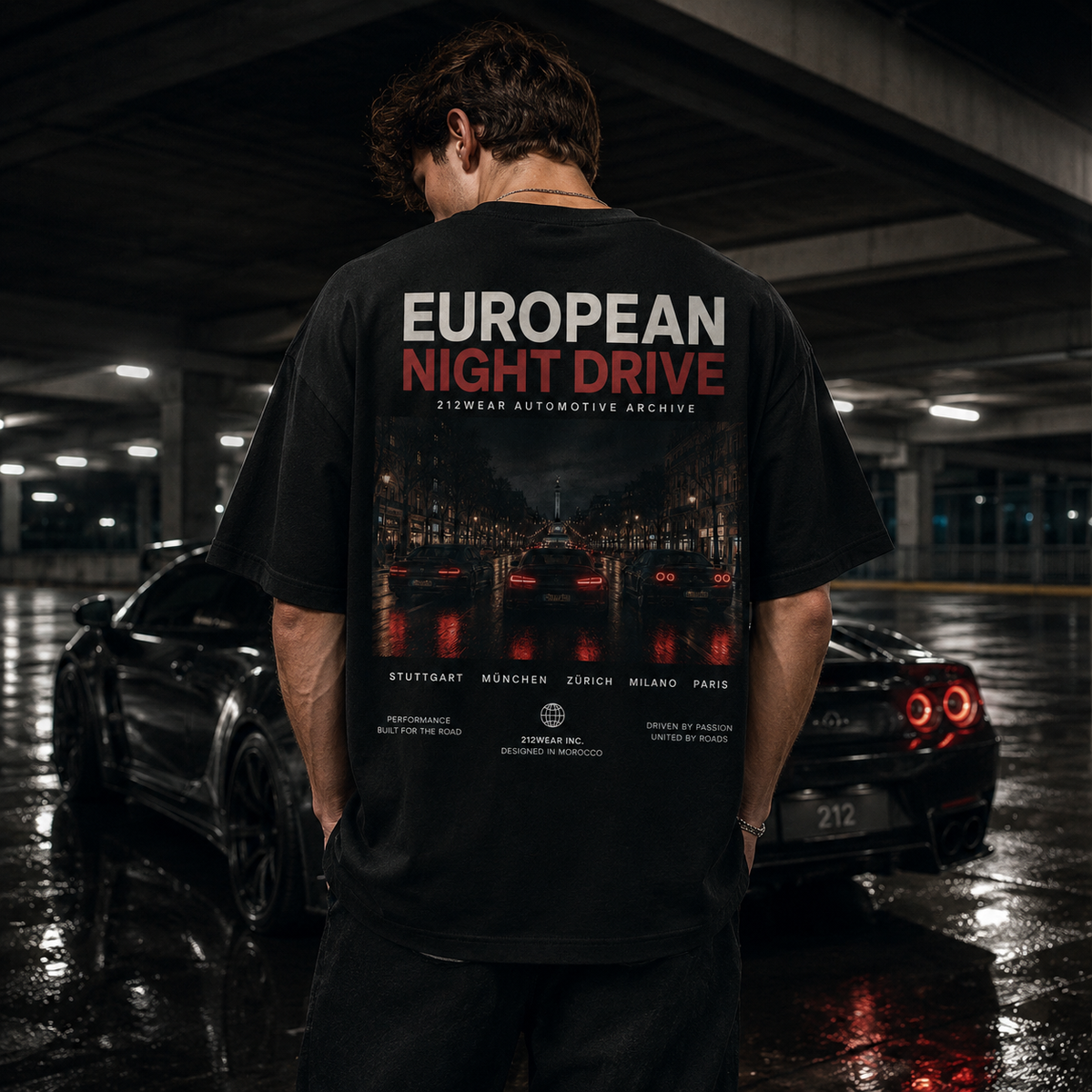 212WEAR Automotive European Night Drive Premium Oversized T-Shirt