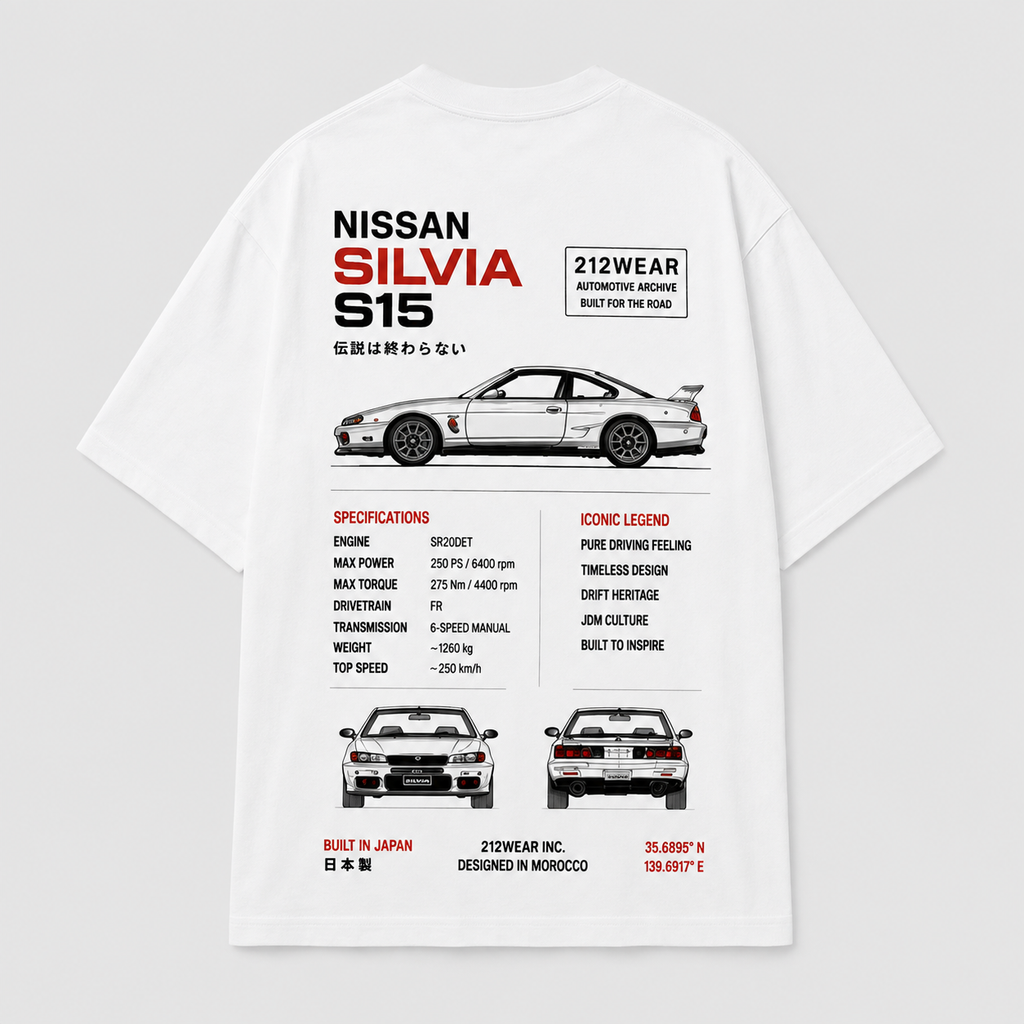 212WEAR Automotive Nissan Silvia S15 Premium Oversized T-Shirt
