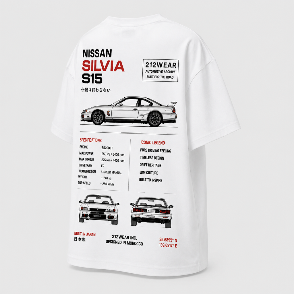 212WEAR Automotive Nissan Silvia S15 Premium Oversized T-Shirt