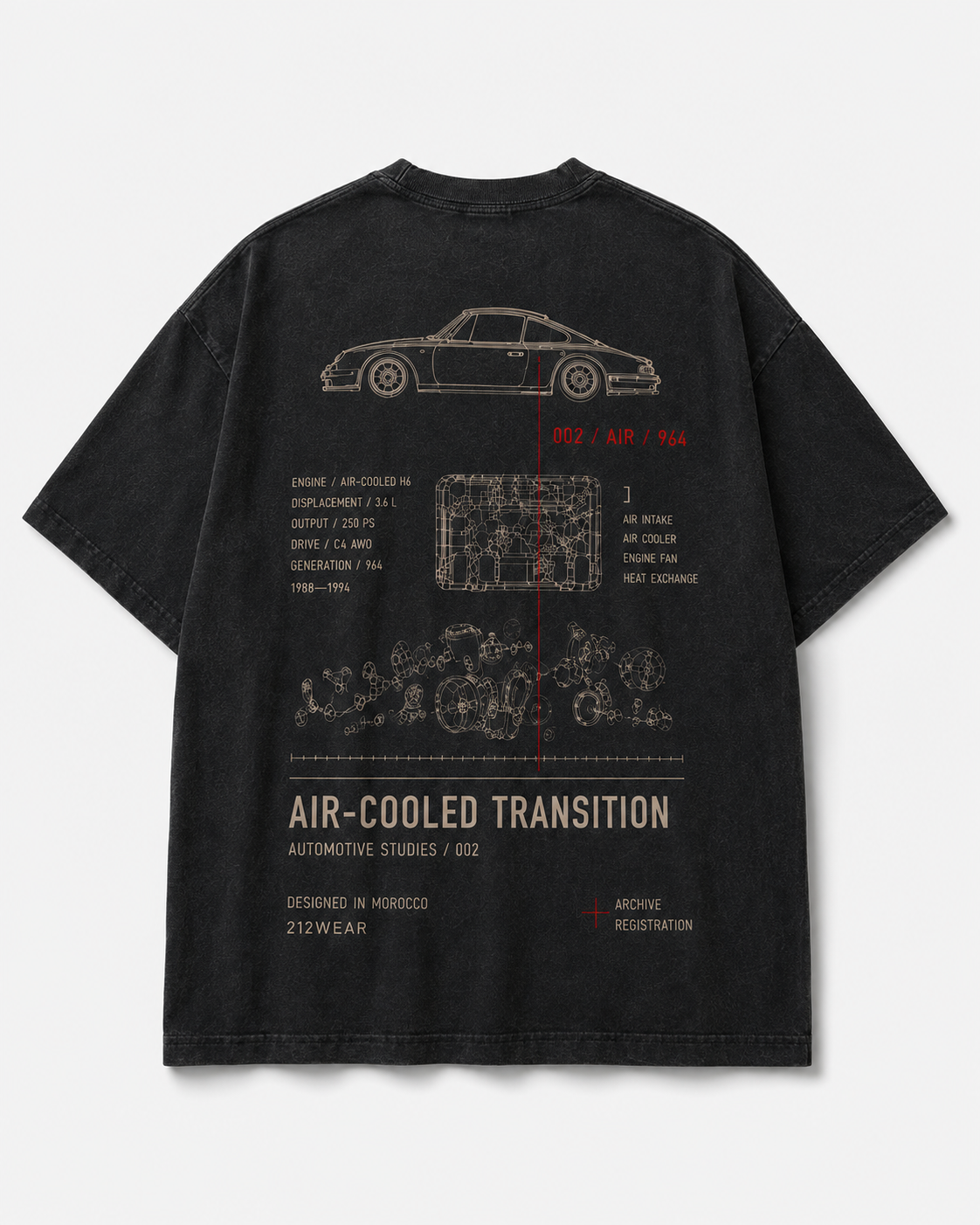 212WEAR Automotive Porsche 964 Premium Oversized T-Shirt