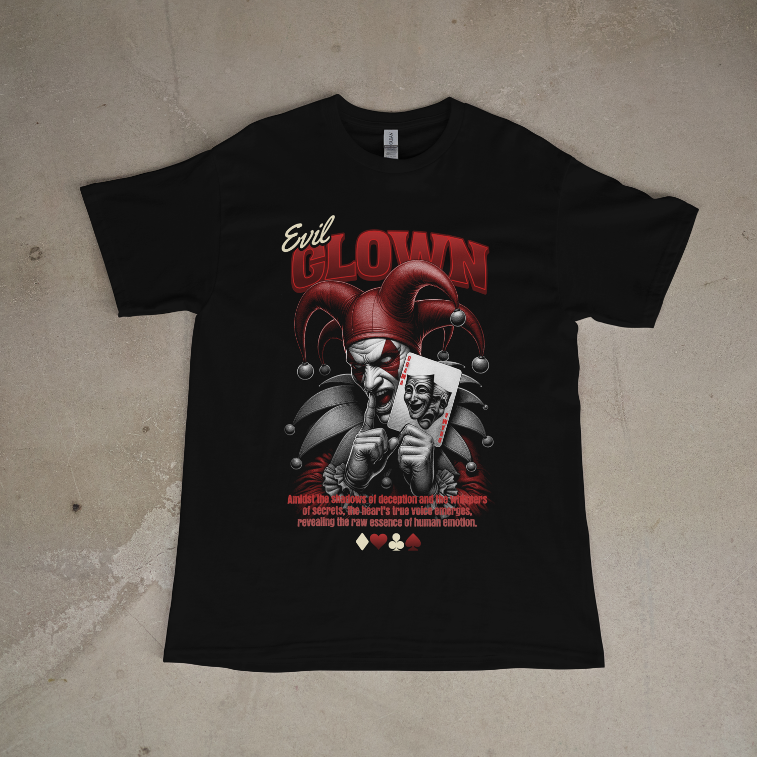 Evil Clown Joker Oversized Tee - Black