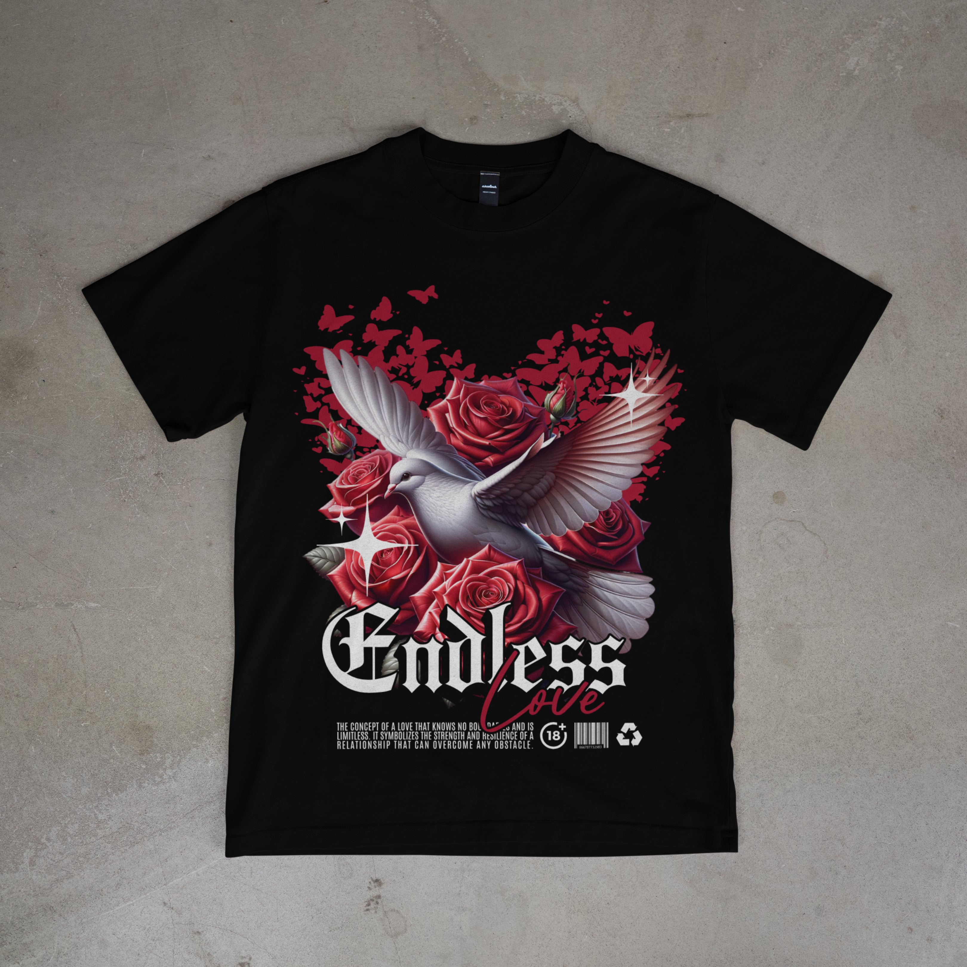 Endless Love Oversized Tee – Dove Roses Resilience Graphic